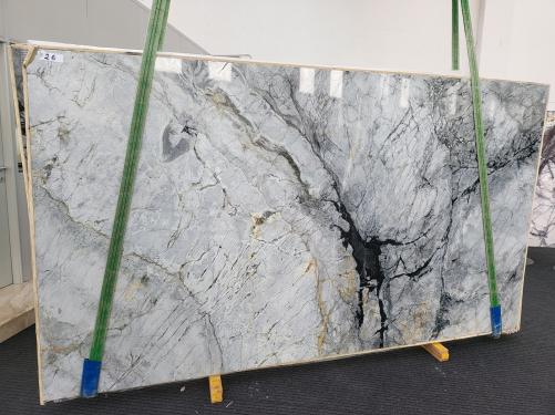 Supply polished slabs 0.8 cm in natural marble ACQUA BLUE 1686. Detail image pictures 