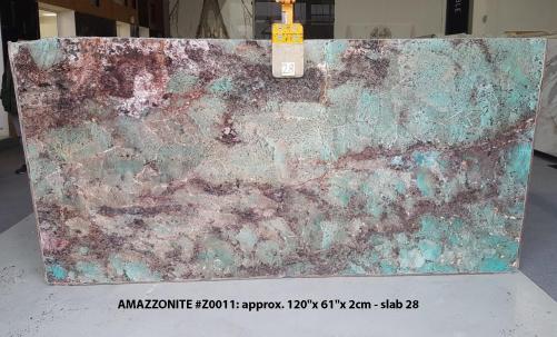 Supply polished slabs 0.8 cm in natural semi precious stone AMAZZONITE Z0011. Detail image pictures 