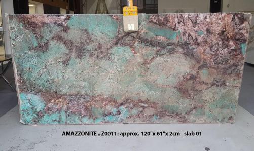 Supply polished slabs 0.8 cm in natural semi precious stone AMAZZONITE Z0011. Detail image pictures 