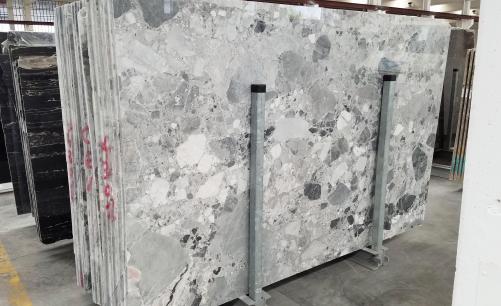 Supply polished slabs 1.2 cm in natural marble Babylon Grey 1553M. Detail image pictures 