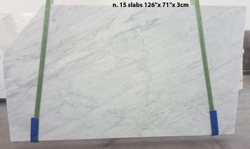 Supply polished slabs 1.2 cm in natural marble BIANCO CARRARA #613. Detail image pictures 