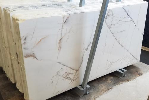 Supply polished slabs 0.8 cm in natural marble BIANCO RAMEGGIATO T0055. Detail image pictures 
