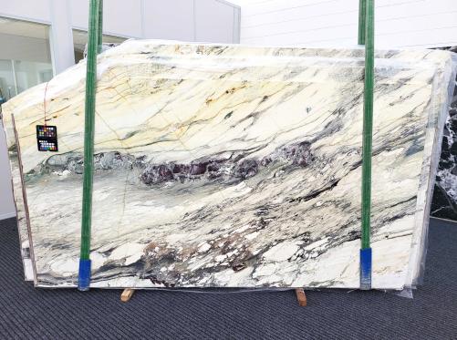 Supply polished slabs 0.8 cm in natural marble BRECCIA CAPRAIA 1865. Detail image pictures 
