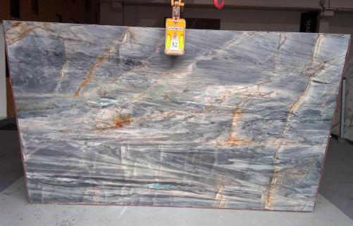 Supply polished slabs 0.8 cm in natural quartzite BRITA BLUE Z0359. Detail image pictures 