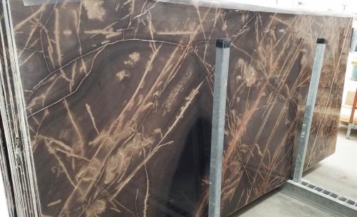 Supply polished slabs 0.8 cm in natural limestone BRONZO VENATO 1529M. Detail image pictures 