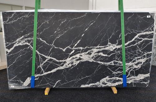 Supply honed slabs 0.8 cm in natural marble CALACATTA BLACK 1459. Detail image pictures 