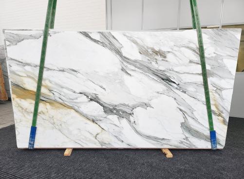 Supply polished slabs 0.8 cm in natural marble CALACATTA BORGHINI 1571. Detail image pictures 
