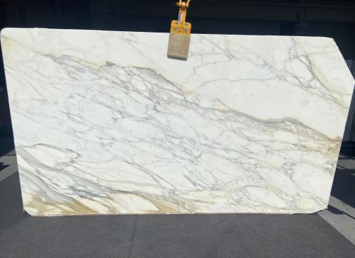 Supply polished slabs 0.8 cm in natural marble CALACATTA BORGHINI CL0256. Detail image pictures 