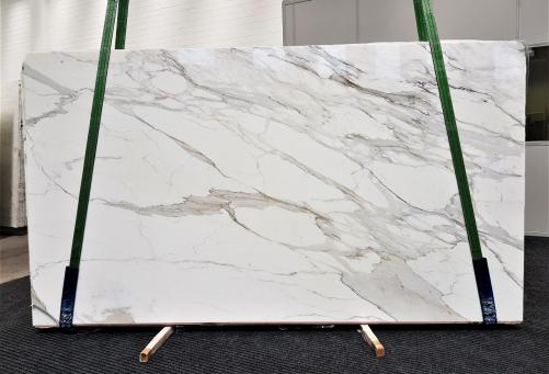 Supply polished slabs 0.8 cm in natural marble CALACATTA BORGHINI GL 1095. Detail image pictures 