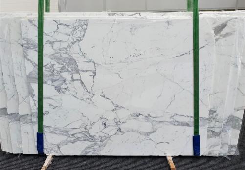 Supply polished slabs 0.8 cm in natural marble CALACATTA EXTRA 1373. Detail image pictures 