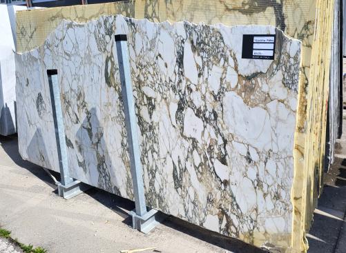 Supply polished slabs 0.8 cm in natural marble CALACATTA FIORITO Z0422. Detail image pictures 