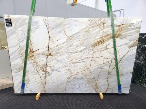 Supply polished slabs 0.8 cm in natural marble CALACATTA GOLD SPIDER 1933. Detail image pictures 