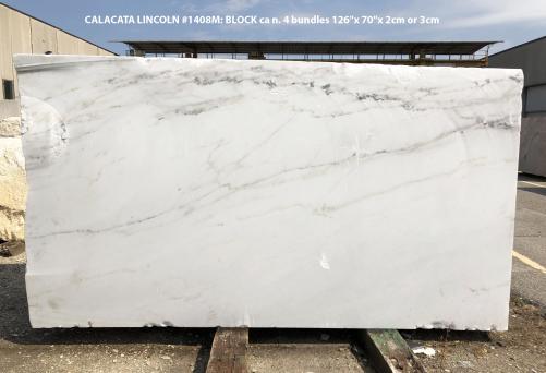 Supply polished slabs 0.8 cm in natural marble CALACATTA LINCOLN 1408M. Detail image pictures 
