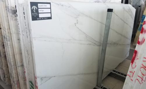 Supply polished slabs 1.2 cm in natural marble CALACATTA LINCOLN U0180509. Detail image pictures 