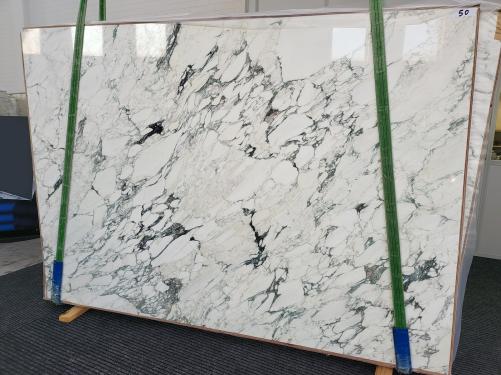 Supply polished slabs 0.8 cm in natural marble CALACATTA MONET 1702. Detail image pictures 