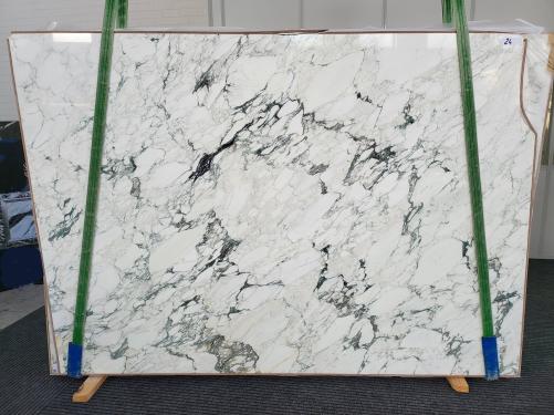 Supply polished slabs 0.8 cm in natural marble CALACATTA MONET 1702. Detail image pictures 