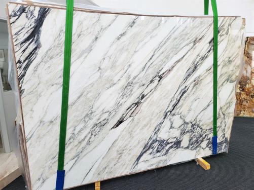 Supply polished slabs 0.8 cm in natural marble CALACATTA MONET xx1794. Detail image pictures 