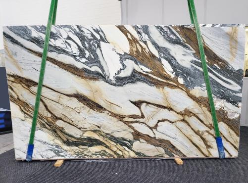 Supply polished slabs 0.8 cm in natural marble CALACATTA PICASSO 1709. Detail image pictures 