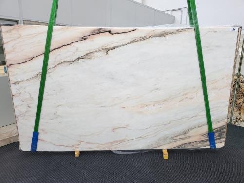 Supply honed slabs 0.8 cm in natural marble CALACATTA ROSE 1783. Detail image pictures 