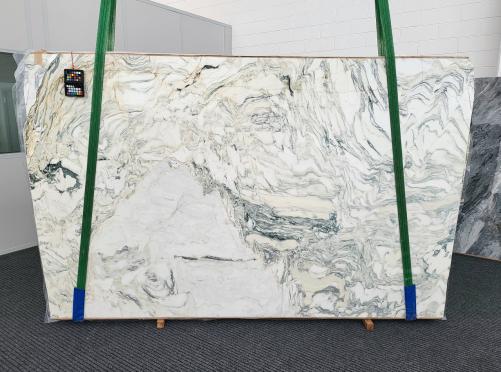 Supply polished slabs 0.8 cm in natural marble Calacatta Torquoise 1840. Detail image pictures 