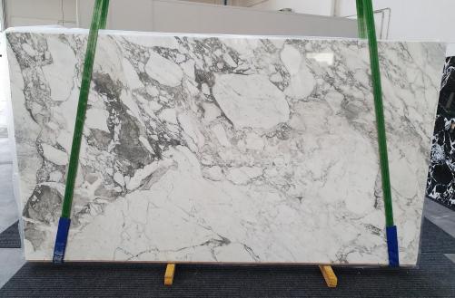 Supply polished slabs 0.8 cm in natural marble CALACATTA VAGLI 1300. Detail image pictures 