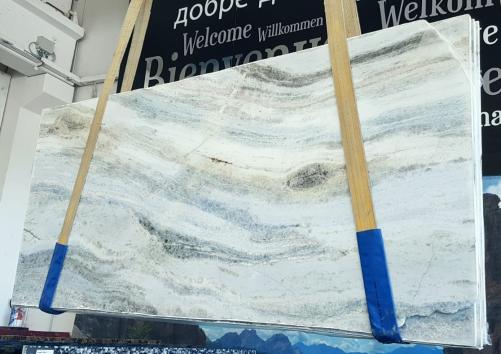 Supply polished slabs 0.8 cm in natural marble CALCITE AZUL U0339. Detail image pictures 