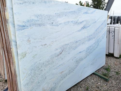 Supply polished slabs 0.8 cm in natural marble CALCITE AZUL C0452. Detail image pictures 