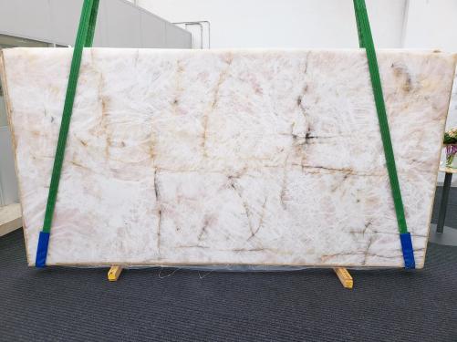 Supply polished slabs 0.8 cm in natural quartzite CRISTALLO ROSA 1668. Detail image pictures 
