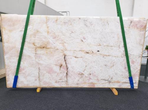 Supply polished slabs 0.8 cm in natural quartzite CRISTALLO ROSA 1668. Detail image pictures 