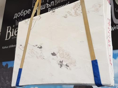 Supply polished slabs 0.8 cm in natural marble DOVER WHITE U0187. Detail image pictures 