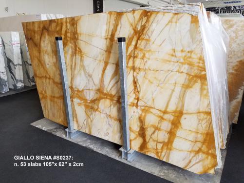 Supply polished slabs 0.8 cm in natural marble GIALLO SIENA S0237. Detail image pictures 