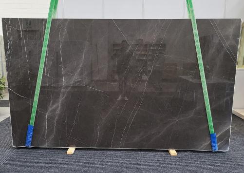 Supply polished slabs 0.8 cm in natural marble GRAFFITE 1522. Detail image pictures 