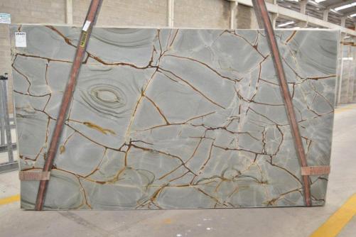 Supply polished slabs 1.2 cm in natural quartzite ISOLA BLUE 2571. Detail image pictures 
