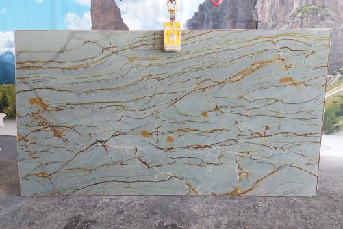 Supply polished slabs 0.8 cm in natural quartzite ISOLA BLUE C0364. Detail image pictures 
