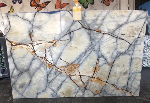 Supply polished slabs 0.8 cm in natural quartzite ISOLA BLUE AA T0264. Detail image pictures 