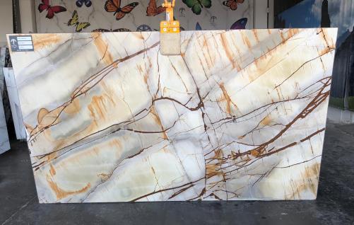 Supply polished slabs 0.8 cm in natural quartzite ISOLA BLUE AA U0112. Detail image pictures 