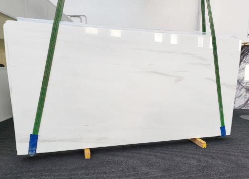Supply polished slabs 0.8 cm in natural marble KYKNOS WHITE 1703. Detail image pictures 