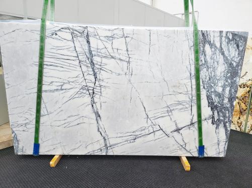 Supply polished slabs 0.8 cm in natural marble LILAC NY 1756. Detail image pictures 