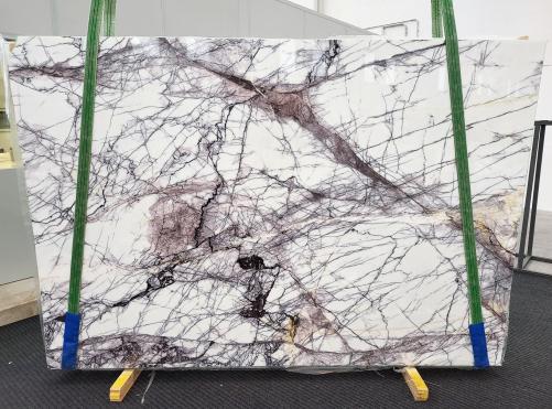 Supply polished slabs 0.8 cm in natural marble LILAC 1678. Detail image pictures 