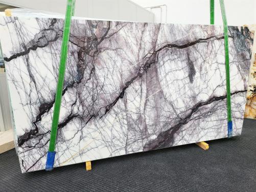 Supply polished slabs 0.8 cm in natural marble LILAC 1826. Detail image pictures 