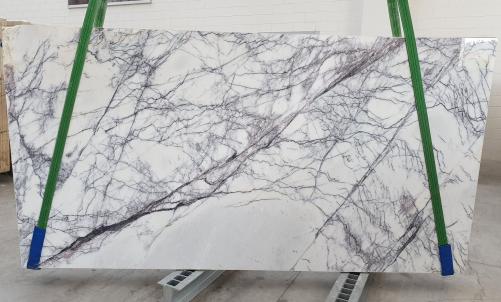 Supply polished slabs 0.8 cm in natural marble LILAC 1205. Detail image pictures 
