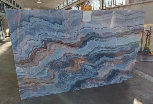 Supply polished slabs 0.7 cm in natural marble MONET SKY UL0078. Detail image pictures 