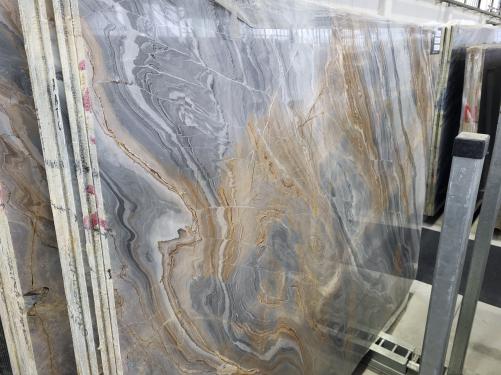 Supply polished slabs 0.8 cm in natural marble MONET SKY UL0073. Detail image pictures 