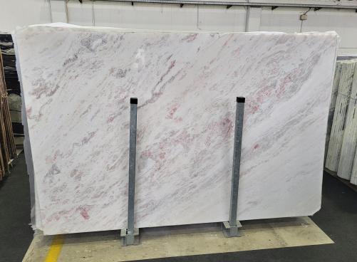 Supply polished slabs 0.8 cm in natural marble NAMIBIA ROSE D0602. Detail image pictures 