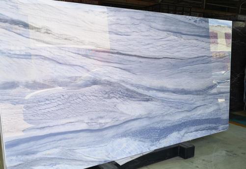Supply polished slabs 0.7 cm in heat resistant melting glass NANO AZUL MACAU Model-AM. Detail image pictures 