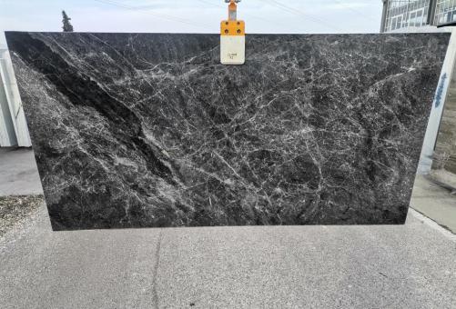 Supply polished slabs 0.8 cm in natural marble NERO FANTASY CL0018. Detail image pictures 