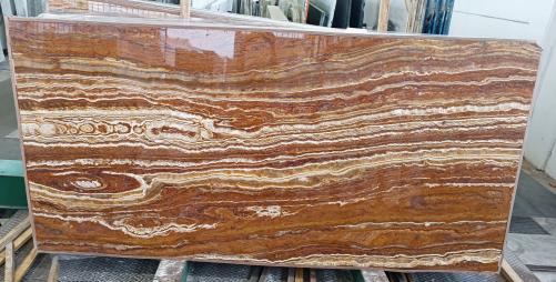 Supply polished slabs 0.8 cm in natural onyx ONICE PASSION D0001B. Detail image pictures 