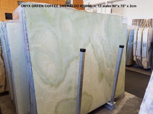 Supply polished slabs 0.8 cm in natural onyx ONICE VERDE AA S0095. Detail image pictures 