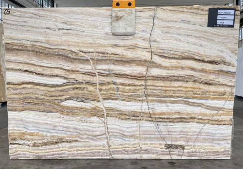 Supply polished slabs 0.8 cm in natural onyx ONYX ORANGE U0338. Detail image pictures 