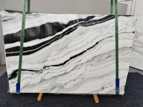 Supply polished slabs 0.8 cm in natural marble PANDA 1335. Detail image pictures 